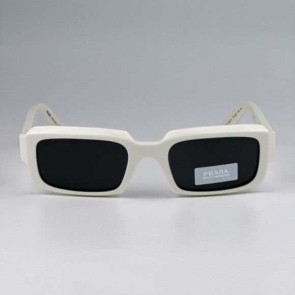 NEW Prada PR27ZS 17K08Z Talc White Dark Grey Unisex Rectangle Sunglasses PR 27ZS - Picture 6 of 13